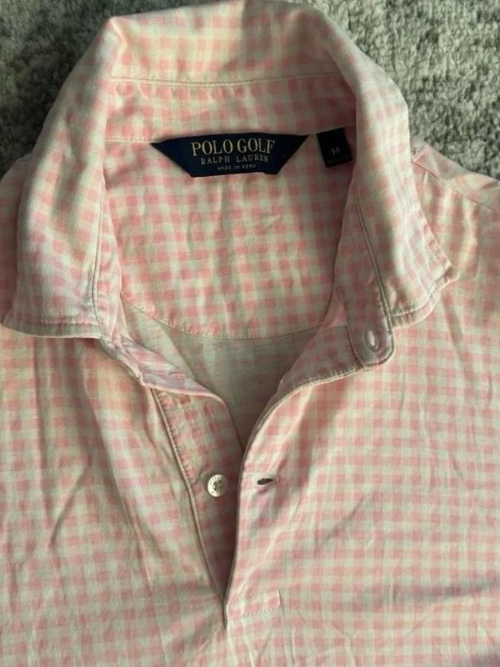 Polo Ralph Lauren Golf Men’s Pink & White Plaid Golf Polo Size Medium